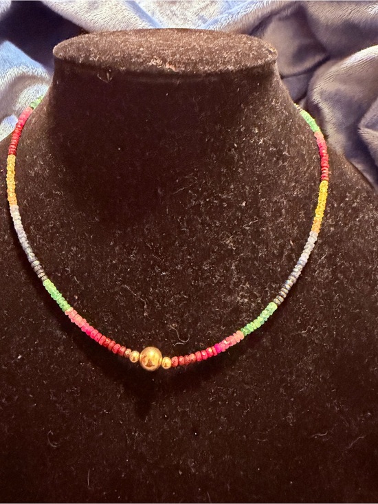 Jewelry - 14K Gold (585) Rainbow Sapphire Gemstone Necklace
